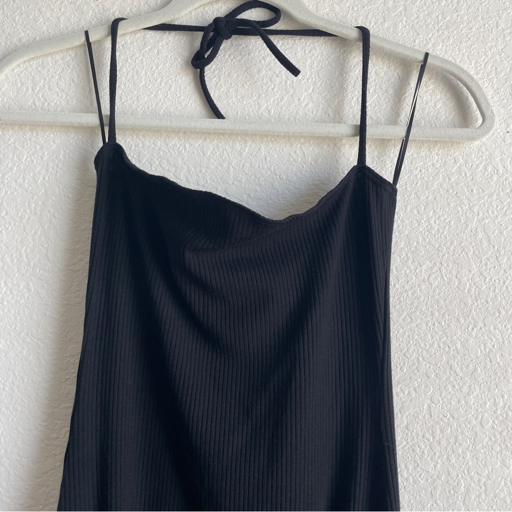 Reformation S Black Midi Dress with Tie strap halter Party Night Club Sexy - Picture 3 of 9